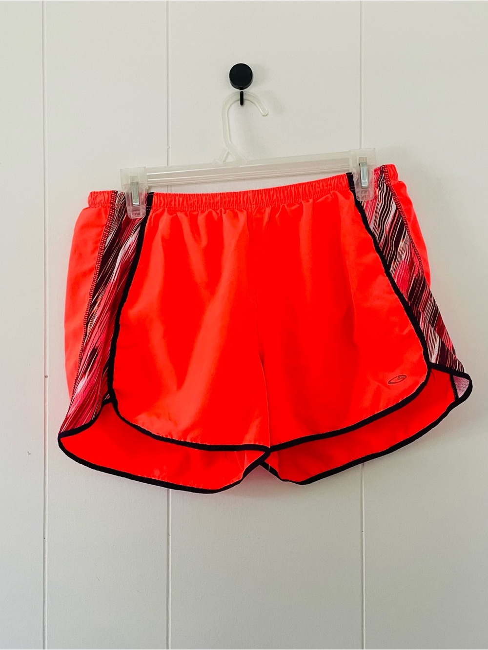 Champion Neon Coral Athletic Shorts with Black Trim
